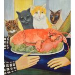 Beryl Cook (1926-2008) - Signed print - Four Hungry Cats, published by Alexander Gallery, bearing