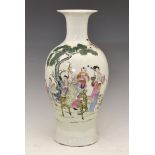 20th Century Chinese Canton Famille Rose porcelain baluster vase, probably Republican period,