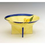 Clarice Cliff (Wilkinsons) 'Lodore' pattern conical bowl, shaped 383, with blue, green and yellow