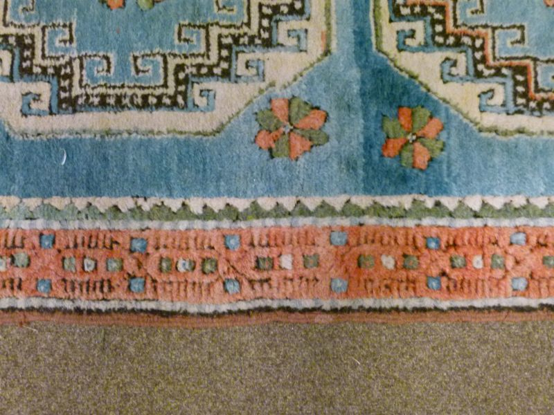 Middle Eastern (North West Persian) wool runner, the powder-blue field decorated with six large - Image 5 of 5