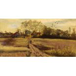 C.W.W. (20th Century) - Oil on board - Country landscape, initialled lower left, verso with David