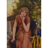 Oliver Rhys (fl.1876-1893) - Oil on panel - Contemplation, signed lower right, 24cm x 17cm, within