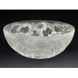 Post-War Lalique 'Pinson' cut crystal glass bowl, decorated with Chaffinch birds, etched mark '