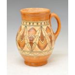 Charlotte Rhead for Crown Ducal - Large 'Brown Lotus Leaves' pattern pottery jug vase, pattern 2682,