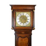 George III oak and walnut-cased eight day brass dial longcase clock, Samuel Smith, Holywell, circa