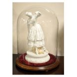 Victorian Alcock parian ware figure of a dancing maiden on circular plinth, with turned wooden