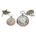 Early Victorian silver pair-cased pocket watch, Bedwell, Colchester, No.8080, chain fusee movement