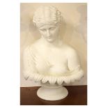 Victorian Parian ware bust of a maiden on turned socle, 30cm high