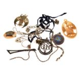 Small selection of dress jewellery to include; George VI Coronation brooch 1937, antique ivory