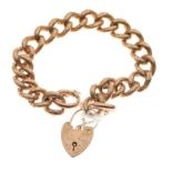 9ct gold curb link bracelet with padlock, 20.9g approx