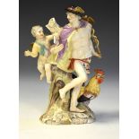 Vienna porcelain allegorical figural spill vase having underglaze blue mark to base, 21cm high