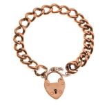 9ct gold curb link bracelet with padlock, 14.6g approx