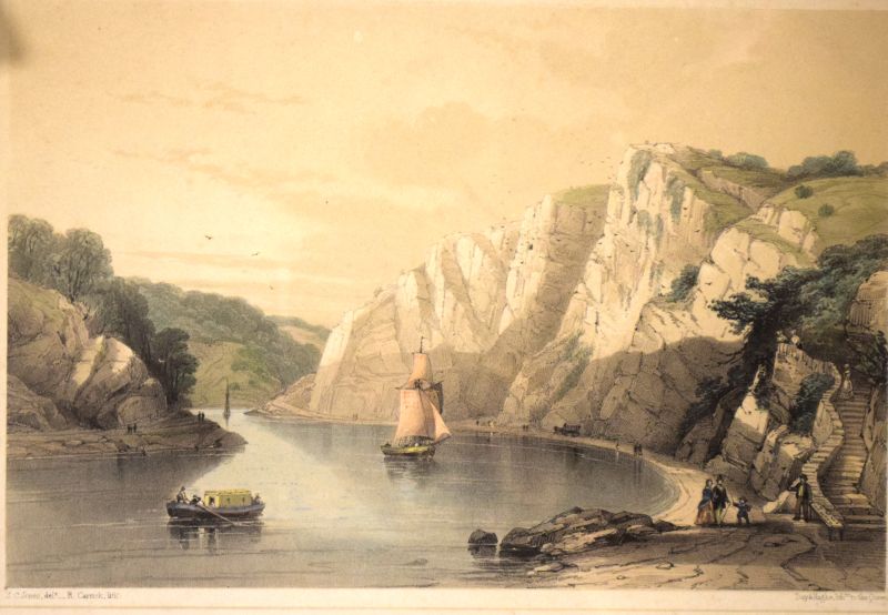 19th Century engraved print, St Vincent's Rocks, Clifton, R. Carrick after S.C. Jones, Day &
