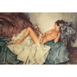 Sir William Russell Flint - Signed limited edition coloured print - Reclining nude, 117/850,