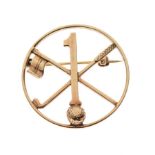 Golfing Interest - 9ct gold bar brooch with golf club, flag and hole-in-one motifs, 4.3g approx