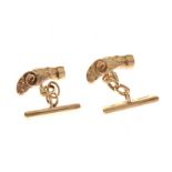 Pair of 9ct gold cufflinks of rams head design, 10.8g approx