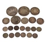 Coins - Small collection of G.B. coinage including; Victorian crown 1900, George VI crown 1937, etc