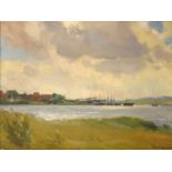 Ernest Hayes - Oil on canvas - Estuary scene, signed and dated 1965, 29cm x 39cm, framed
