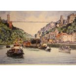 After Frank Shipsides - Signed limited edition print - Vessels beneath the Clifton Suspension