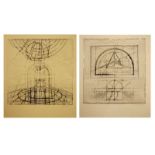 Walter Valentini - Facsimile prints - La Citta Ideale and Progetto 1, both framed and glazed, 40cm x