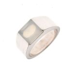 Cartier - White metal 'Tank' ring, with square-cut opaque stone, shank stamped CARTIER 1998 750
