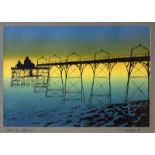 Roger Teagle - Limited edition coloured print - Clevedon Pier, 23/40, signed and dated '80, 29.5cm x
