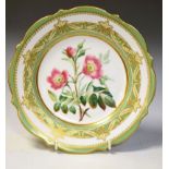 Mid 19th Century English porcelain dessert plate painted with 'Eglantine', entitled verso, within