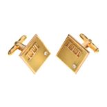 Pair of yellow metal cufflinks matching the preceding lot, stamped 10k, 15.4g gross approx