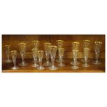 Part set of early 20th Century etched and gilded drinking glasses in the 18th Century taste, each