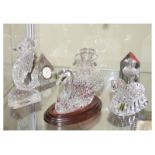 Waterford Crystal - Collection of decorative pieces including; pyramid clock, seahorse, swan,