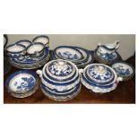 Quantity of Booths Real Old Willow blue and white transfer printed tableware