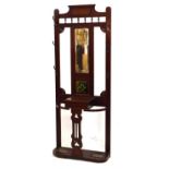 Late 19th/early 20th Century walnut hallstand having mirror glass panel and glove box, 77cm wide