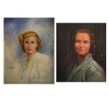H.Kraemer - Pair of oils on canvas - Portraits of ladies, both signed, one dated '50, 61cm x 45.