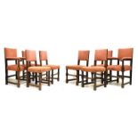 Mid 20th Century set of eight Cromwellian style oak dining chairs (2 carvers, 6 standards)