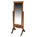 Early 20th Century oak framed cheval mirror, 159cm high overall