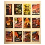 Film Memorabilia - Five frames of assorted postcards, lobby cards, etc promoting various classic