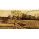 C.W.W. (20th Century) - Oil on board - Country landscape, initialled lower left, David Messum