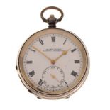 Silver-cased open-face pocket watch, H. Samuel, Manchester 'Acme Lever', white Roman dial with