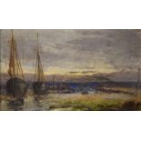 C.Keene (Early 20th Century) - Oil on canvas - Coastal scene with beached fishing vessels, signed