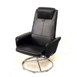 Retro style chrome and black hide swivel easy armchair