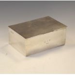 Edward VIII silver table top cigarette box, the hinged lid having engine turned decoration, London