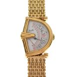 Jean d'Eve - Art Deco-style gold-plated 'Sectora' wristwatch, the fan-shaped white Arabic dial