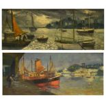 Terry Burke (20th Century) - Oil on board - Pair of coastal scenes, 24cm x 60cm and 30cm x 59.5cm