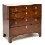 Late George III mahogany chest of drawers, of small proportions, the rectangular top over four