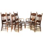 Set of six early 20th Century fruitwood and bentwood occasional chairs in the manner of Thonet, each