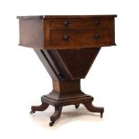 Early 19th Century rosewood lady's worktable fitted two drawers with triangular sliding drawer below