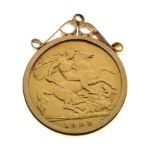 Gold Coins - Edward VII half sovereign, 1909, in a 9ct mount, 4.8g approx