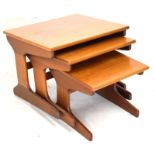 Teak nest of three occasional tables, 53cm wide