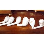 Six 19th century clay pipe bowls with ac