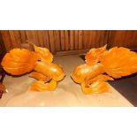 A pair of oriental 20th century carved w